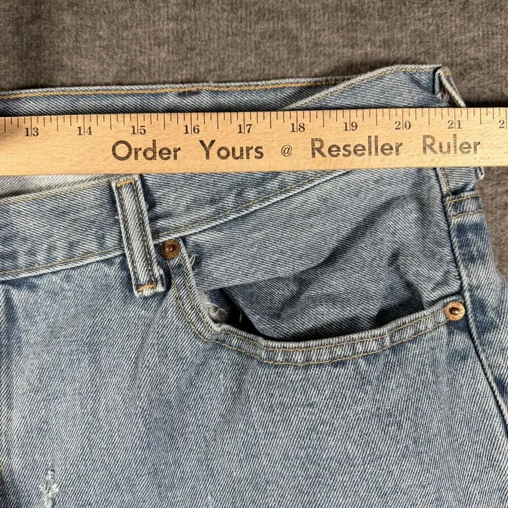 Levis 550 Jeans Mens 42x30 Light Wash Blue Relaxed Tapered Denim Distressed